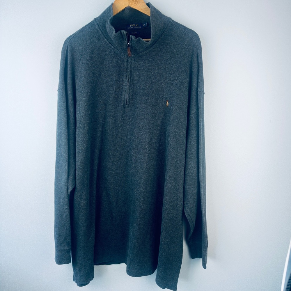 Polo Ralph Lauren Estate Rib Gray Quarter Zip Pullover 4XB Big